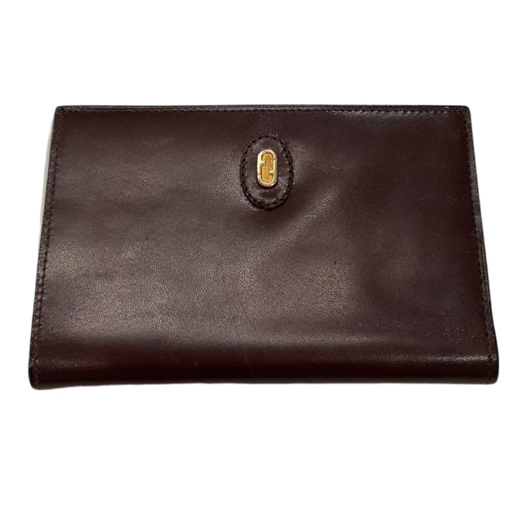 Fendi vintage genuine calf leather dark chocolate brown wallet
